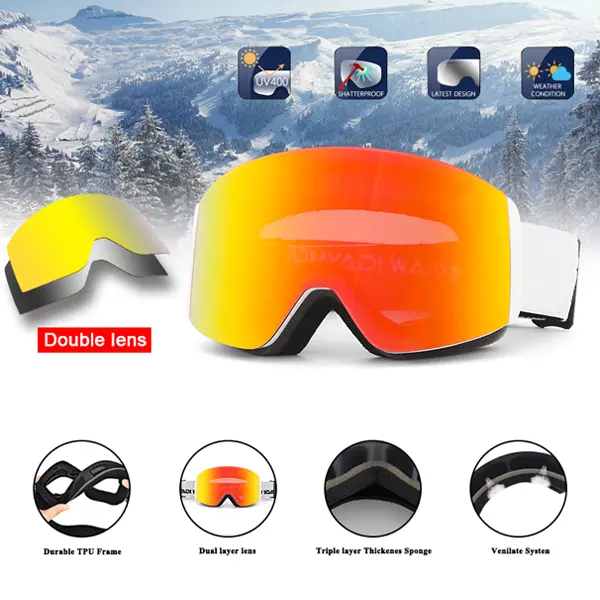 Womens Mirrored Ski Goggles
